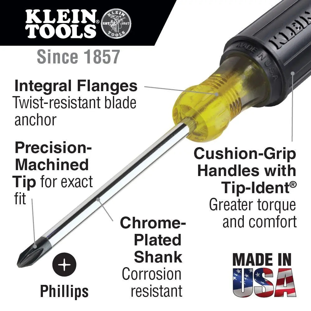 KLEIN KLE-603-6 - #3 Phillips Screwdriver, 6-Inch Round Shank