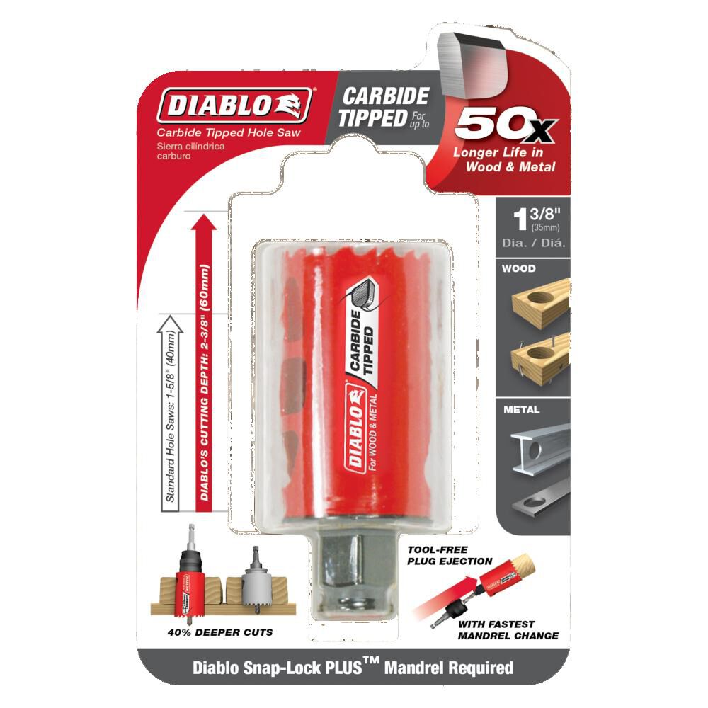 DIABLO DHS1375CT - 1‑3/8" Carbide‑Tipped Wood & Metal Holesaw