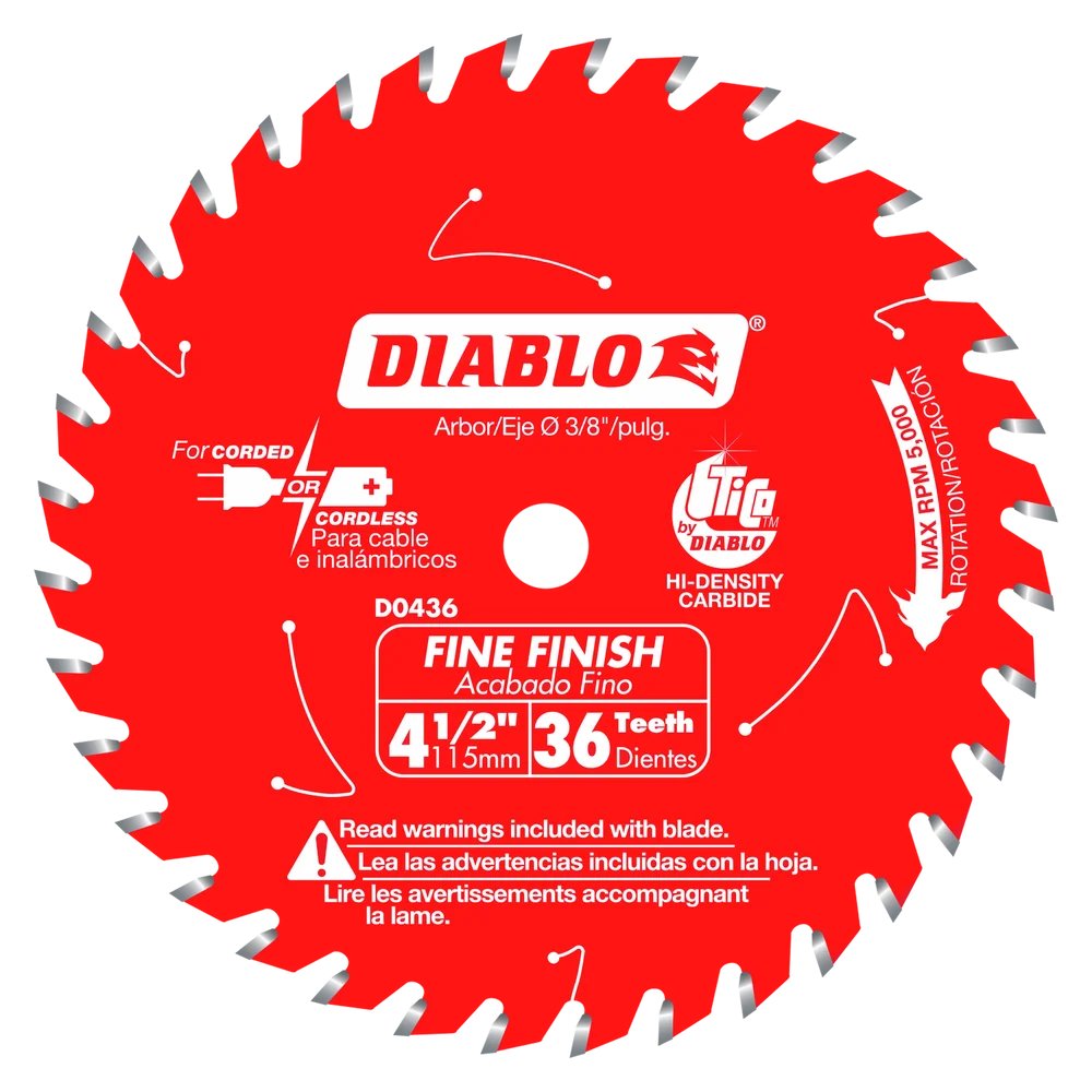 Diablo D0436X - 4-1/2 in. 36 Tooth Fine Finish Saw Blade