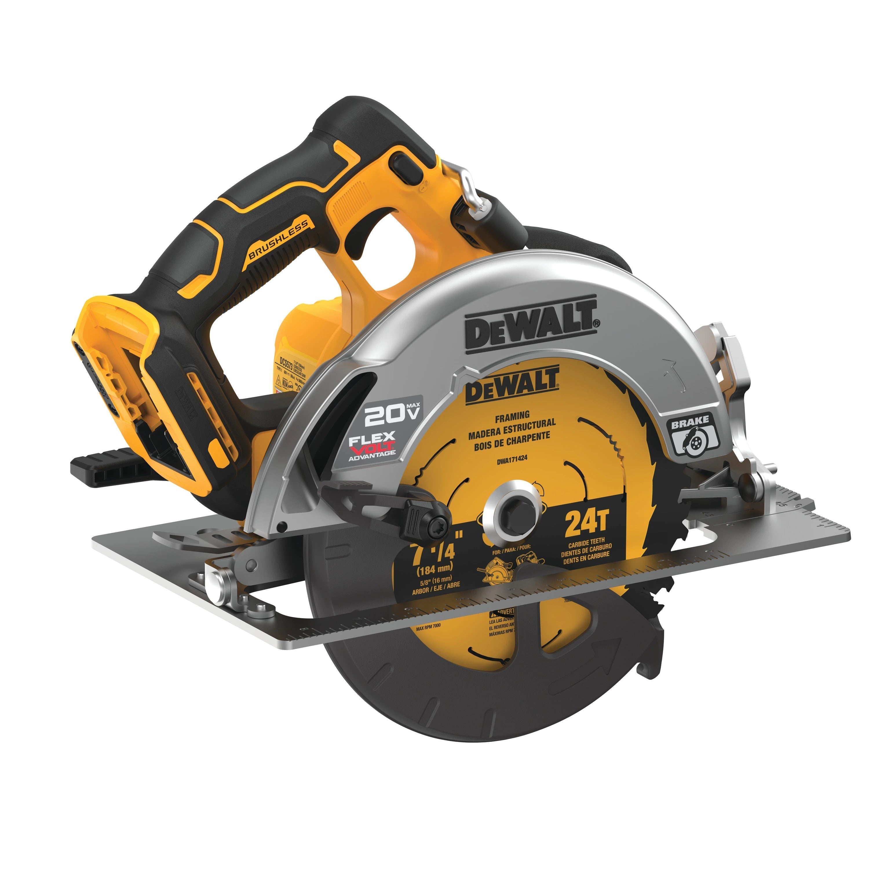 DEWALT DCS573B-20V MAX* 7-1/4 in. Brushless Cordless Circular Saw with FLEXVOLT Advantage (Tool Only) - Wise Line Tools