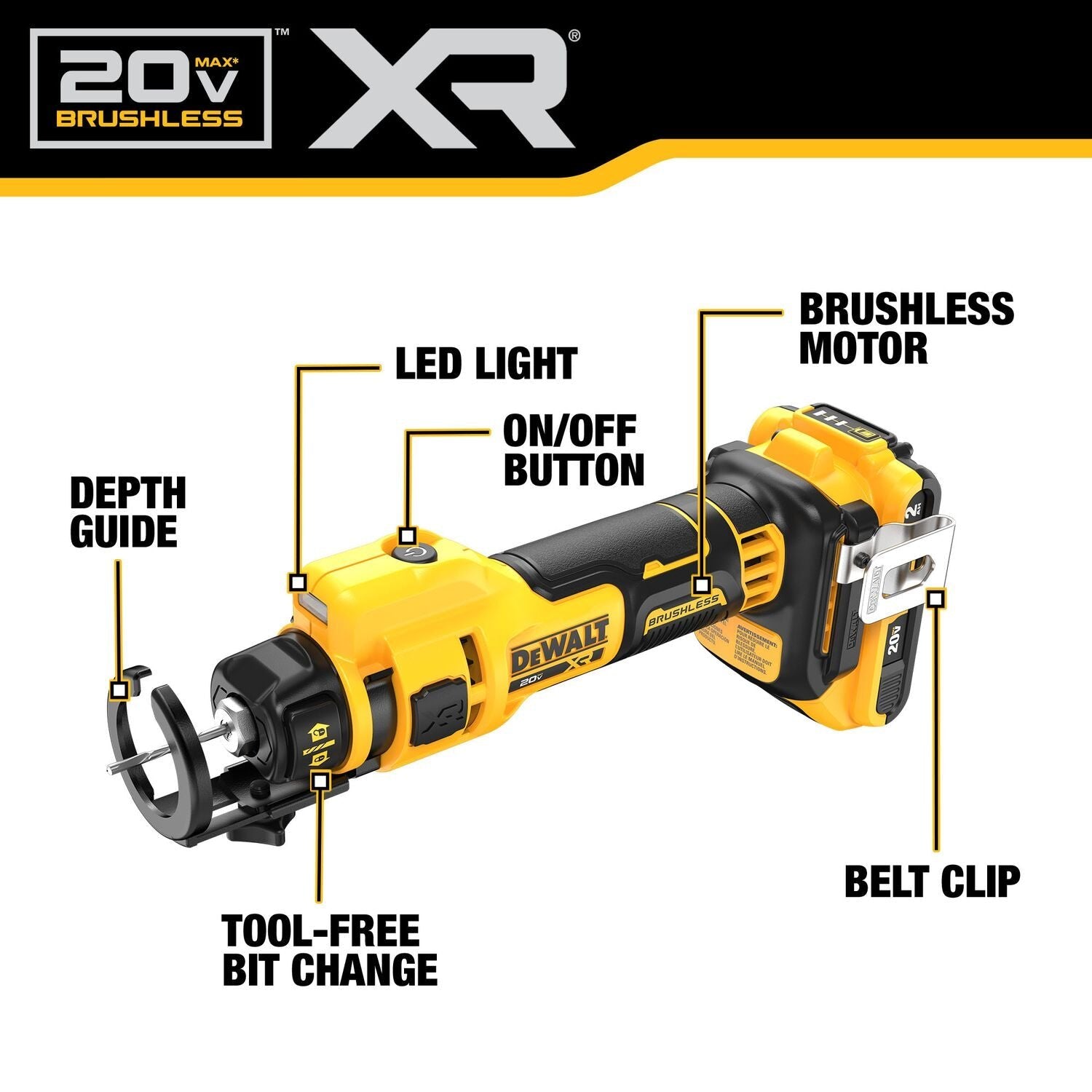 DEWALT DCK265D2-20V MAX* XR Brushless Drywall Screwgun and Cut-Out Tool Combo Kit (2.0Ah)