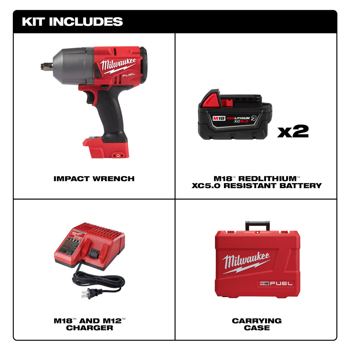 Milwaukee 2767-22R - M18 FUEL™ High Torque 1/2” Impact Wrench with Friction Ring Kit - Wise Line Tools
