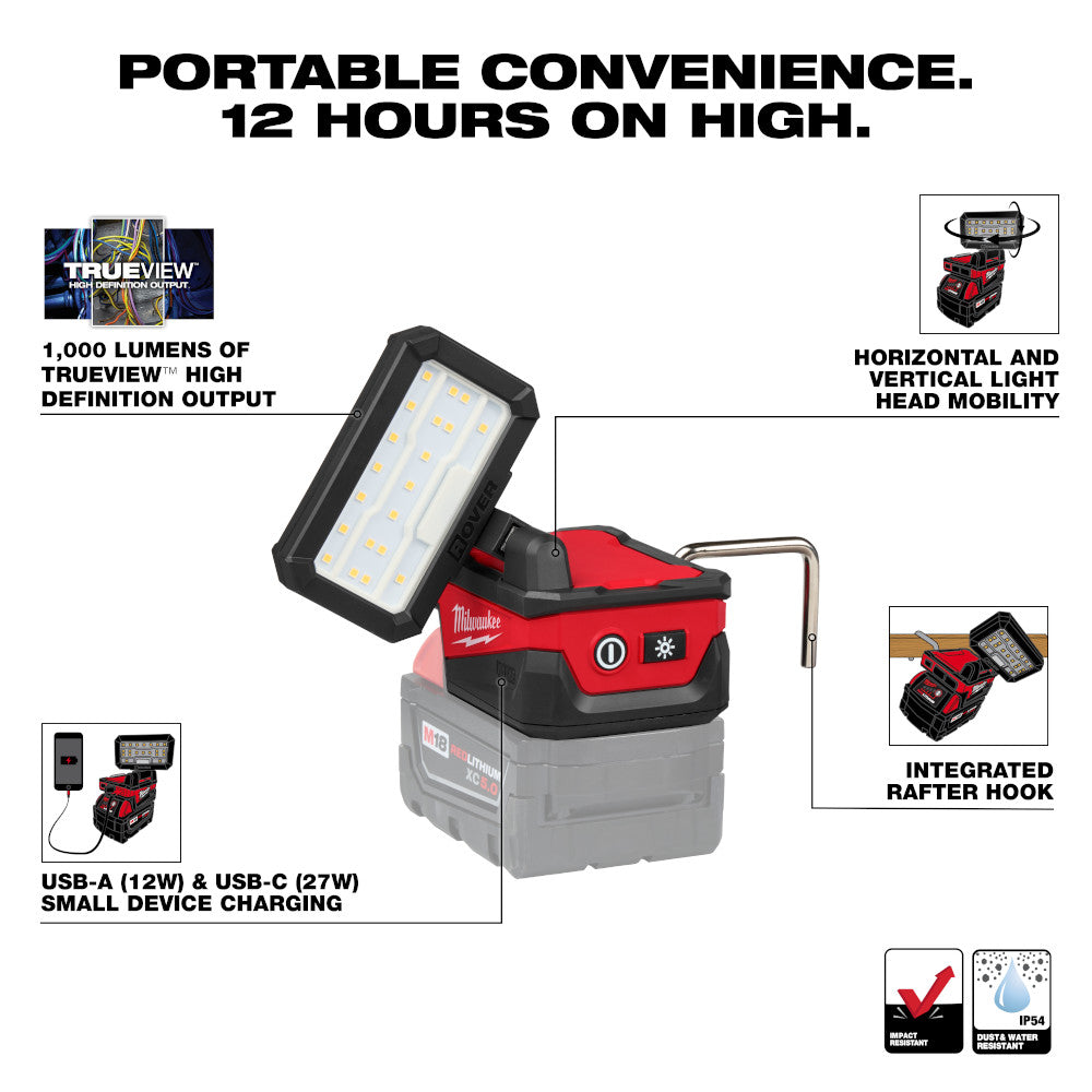 Milwaukee 2359-20 - M18™ ROVER™ Compact Folding Flood Light w/ USB Charging