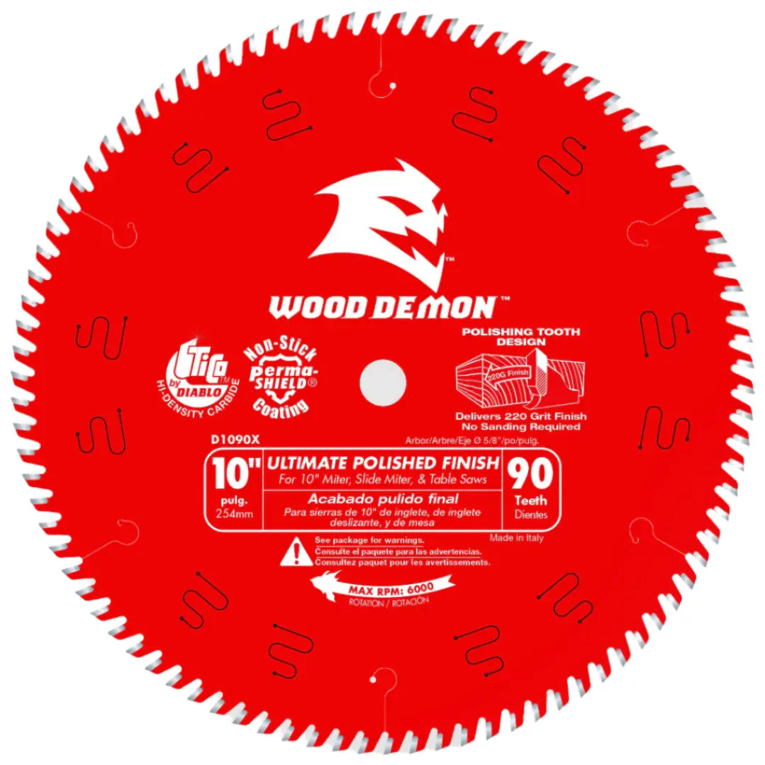 Diablo D1090X - 10" x 90-Teeth Wood Demon™ Ultimate Polished Finish Saw Blade
