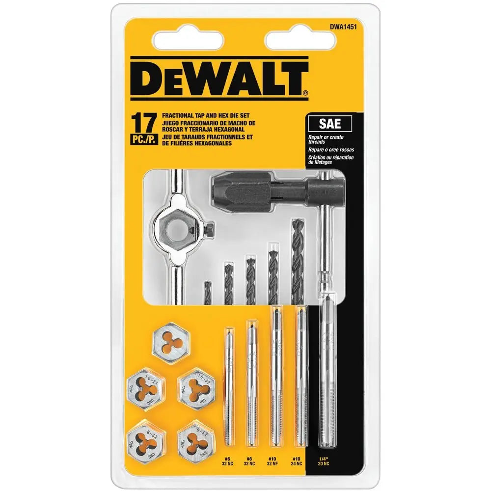 DEWALT DWA1451-17 Pc Fractional Tap & Die Set