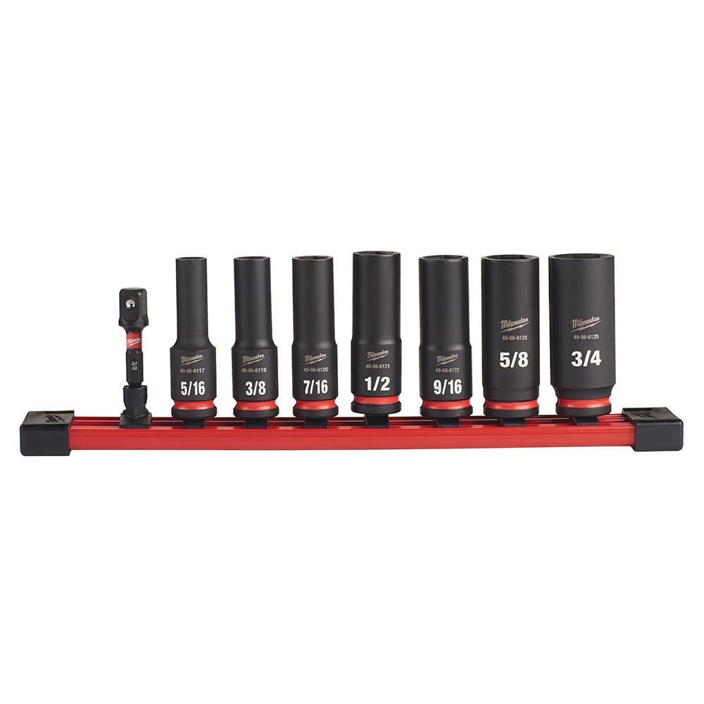 Milwaukee 49-66-7024 - 8PC SHOCKWAVE Impact Duty™ 3/8" Drive SAE Deep 6 Point Socket Set - Wise Line Tools