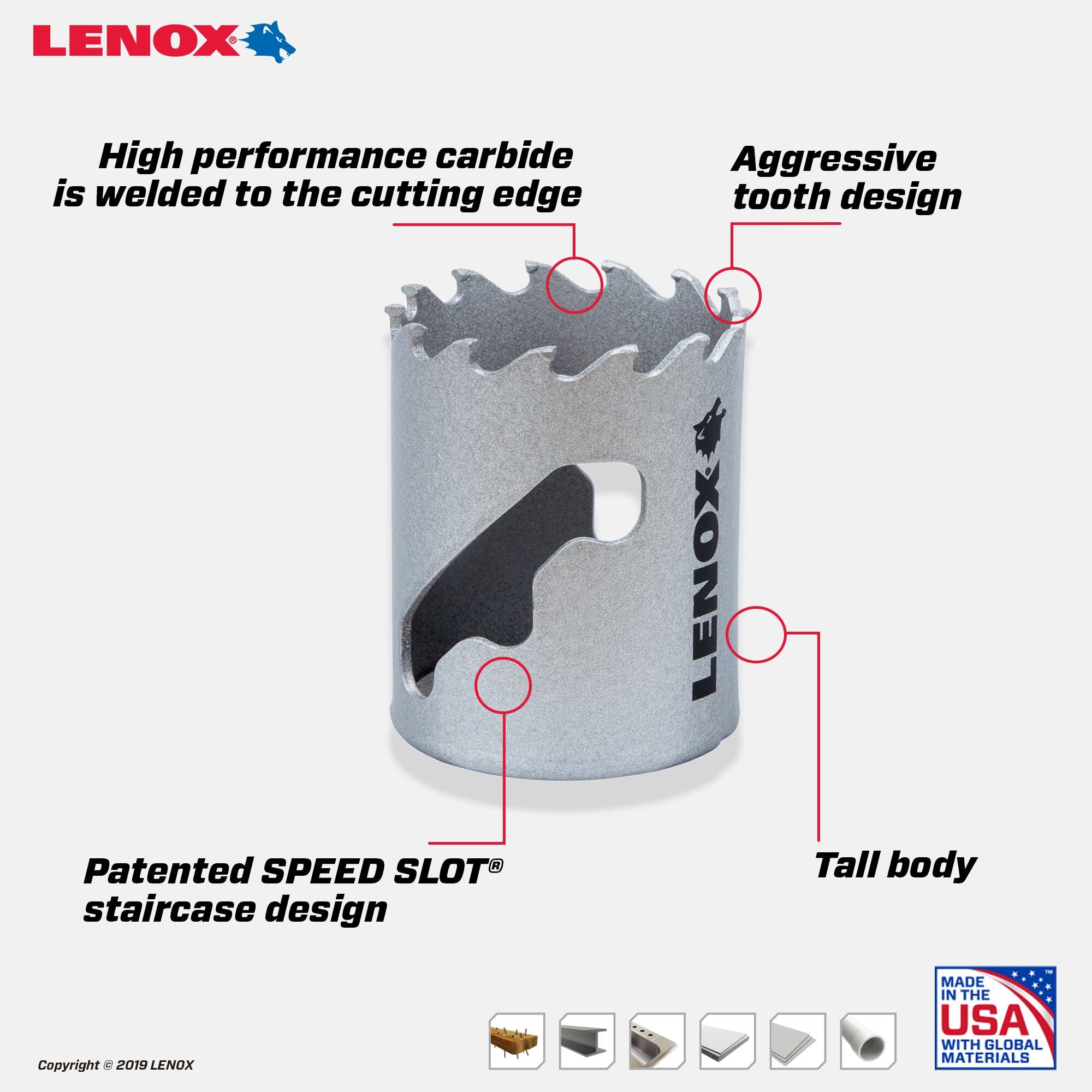 LENOX LXAH3134 – 1-3/4" Speed Slot Carbide Tipped Hole Saw