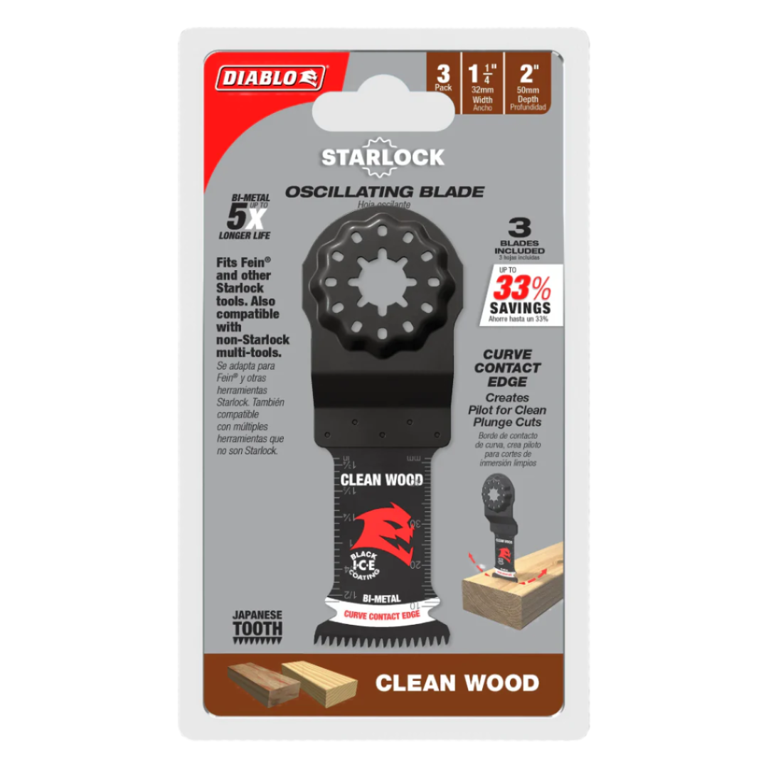 Diablo DOS125JBW3 - 1-1/4 in. Starlock Bi-Metal Oscillating Blades for Clean Wood 3 pack