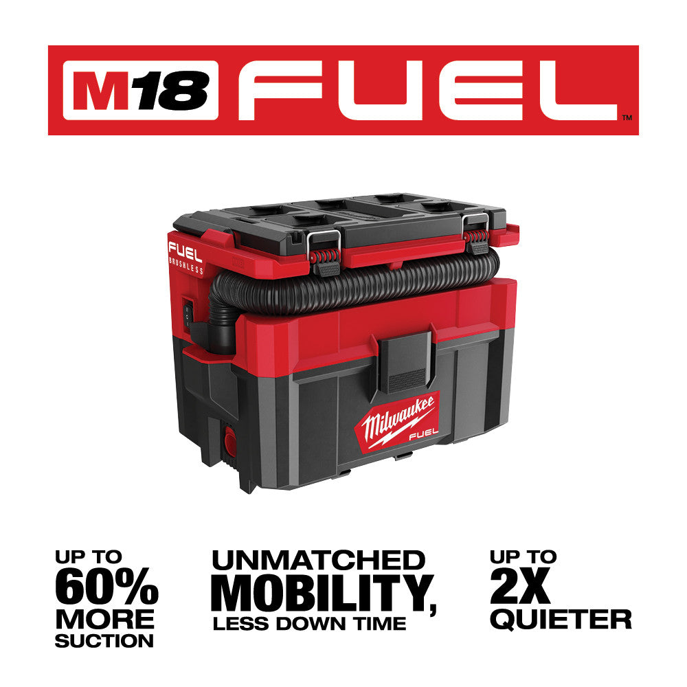 Milwaukee 0970-20 - M18 FUEL™ PACKOUT™ 2.5 Gallon Wet/Dry Vacuum - Wise Line Tools