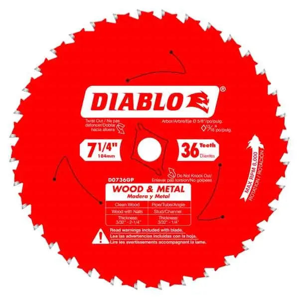 DIABLO D0736GP - 7-1/4'' 36T GENERAL PURPOSE SAW BLADE