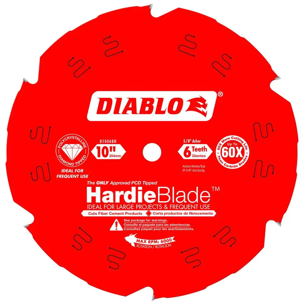 Diablo D1006DH - 10" x 6-Teeth HardieBlade™ Saw Blade for Fiber Cement