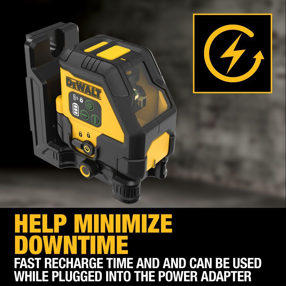DEWALT DCLE14201GB - USB Rechargeable Green Cross Line Laser Base Kit