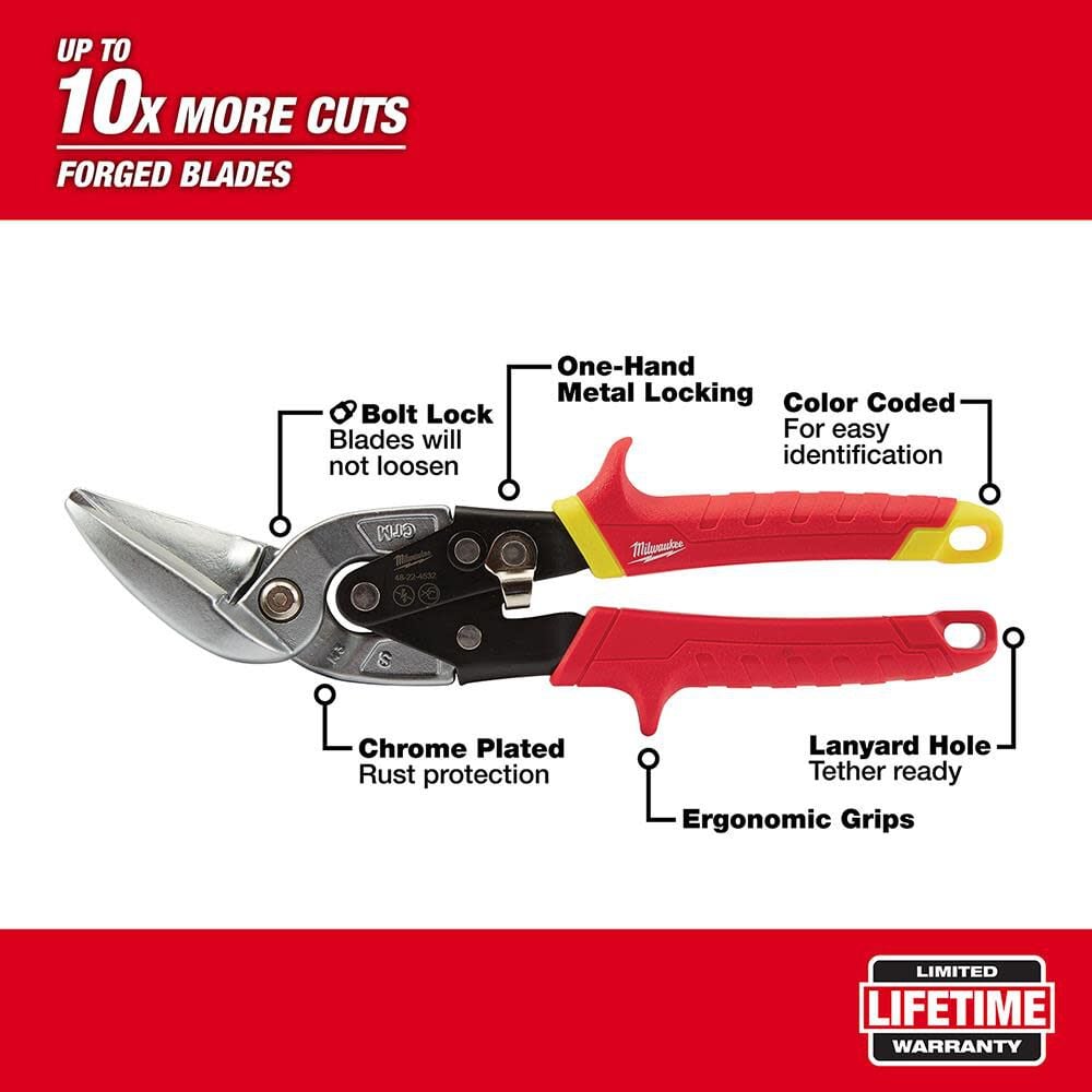 Milwaukee 48-22-4532 - Straight Cut Offset Aviation Snips