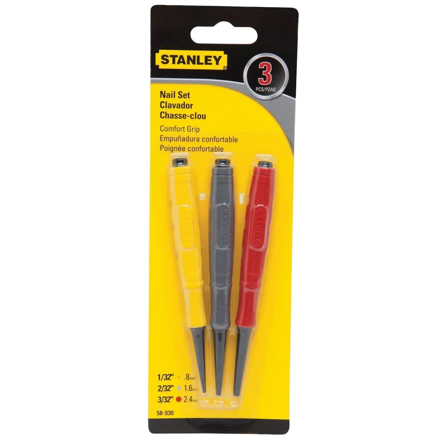 STANLEY 58-930 - 3 PC CUSHION GRIP NAIL SET