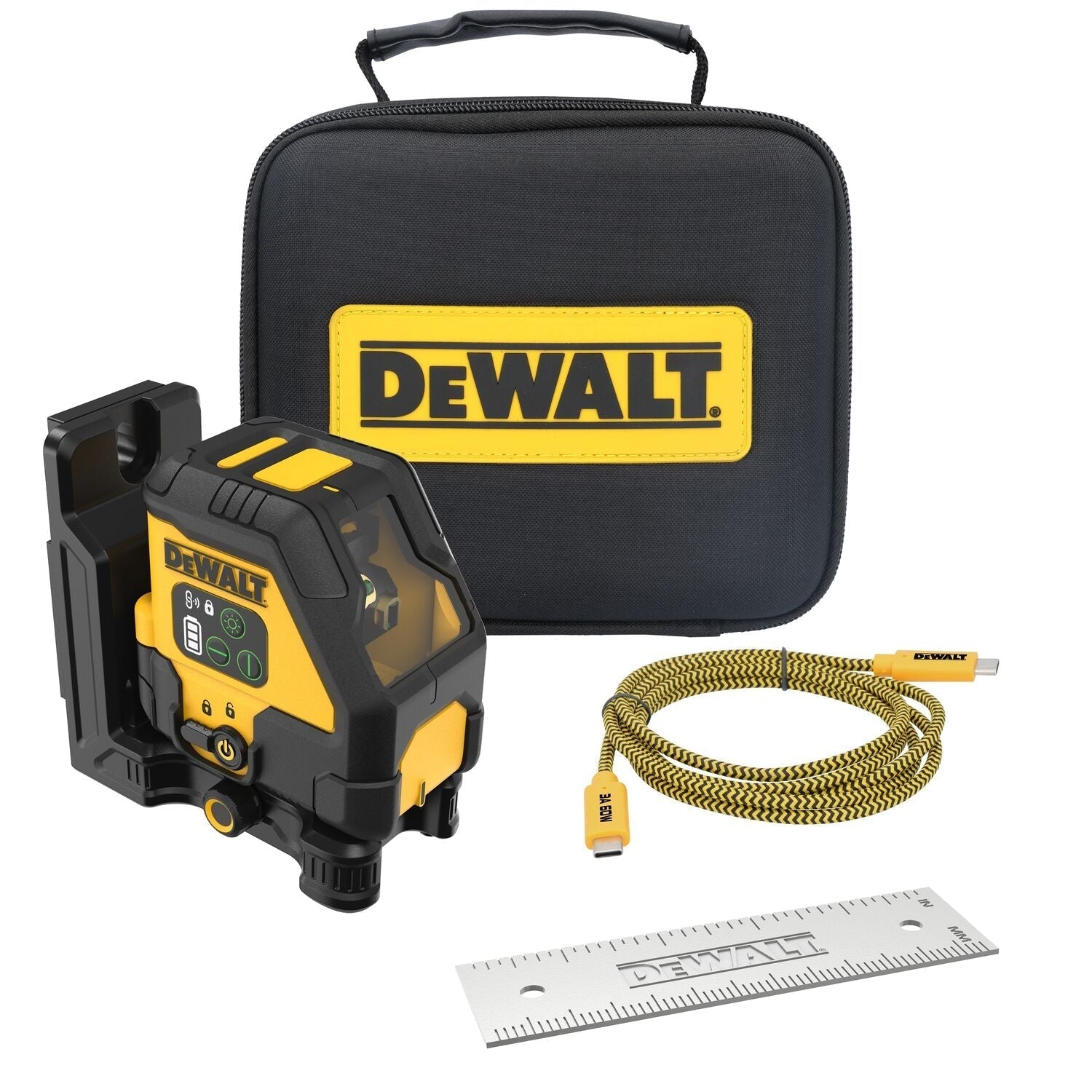 DEWALT DCLE14201GB - USB Rechargeable Green Cross Line Laser Base Kit