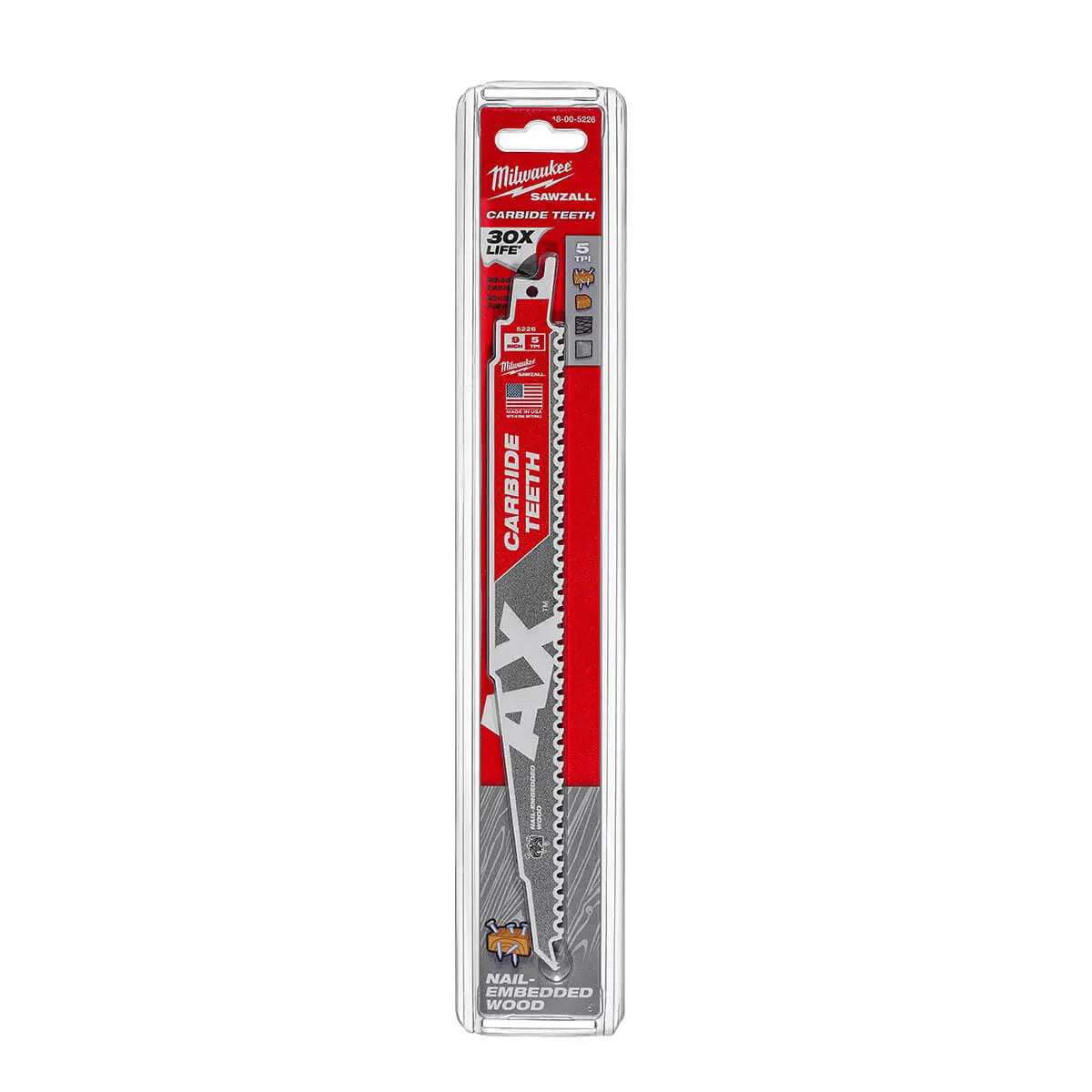 Milwaukee 48-00-5226 - The Ax™ with Carbide Teeth SAWZALL™ Blade 9 in. 5T