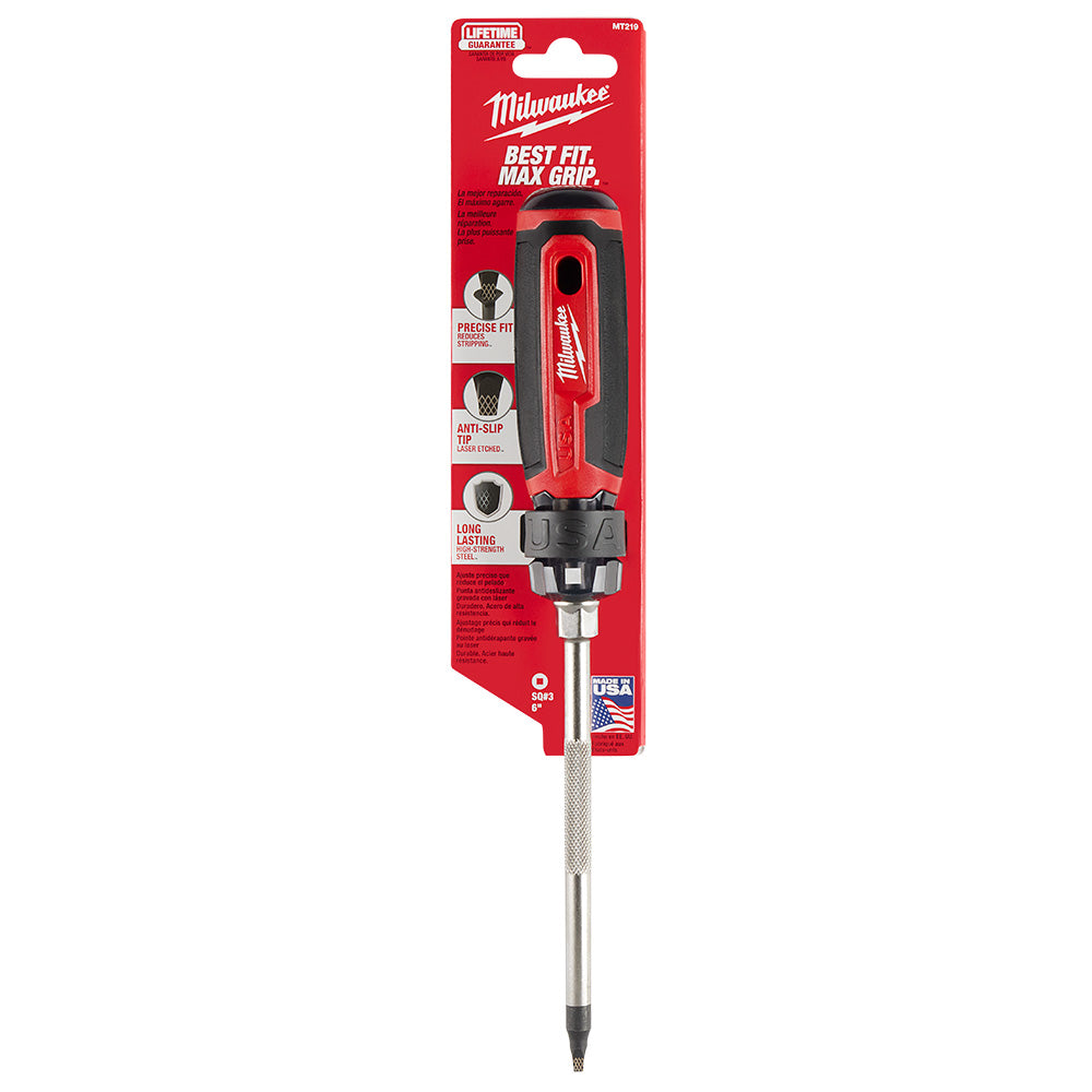 Milwaukee MT219 - #3 Square 6" Cushion Grip Screwdriver (USA)