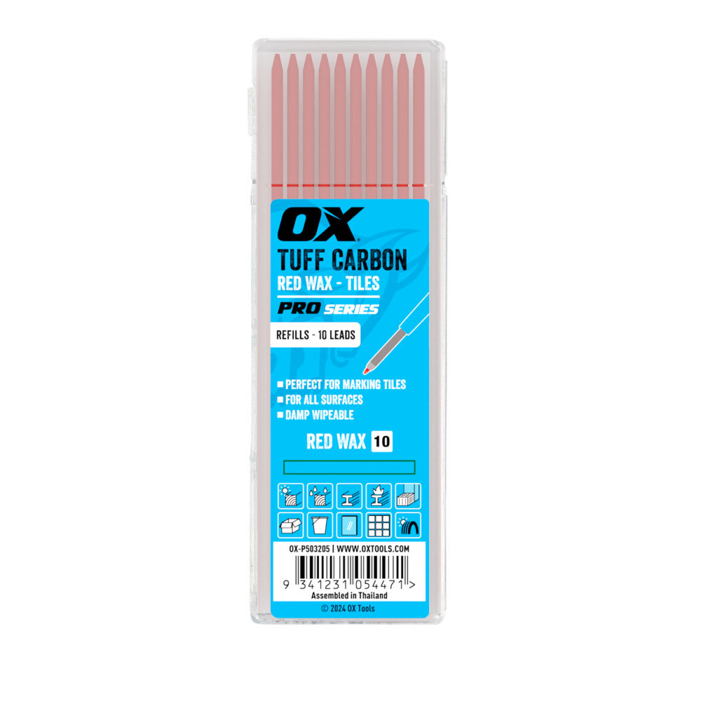 OX-P503205 - Pro Tuff Carbon Pencil Leads - Red Leads | 10-Pack
