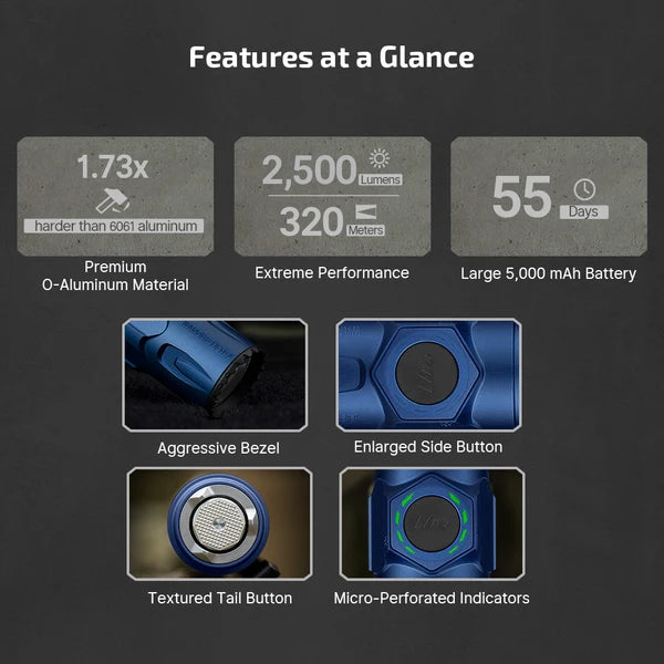 Olight Warrior Ultra 2,500 Lumen Tactical Flashlight - Navy Blue