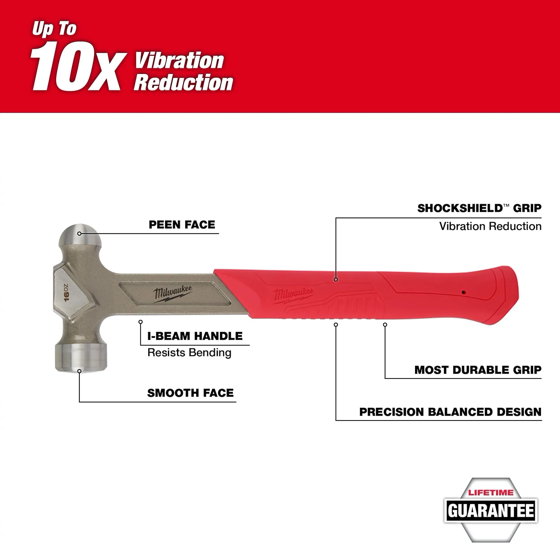 Milwaukee 48-22-9130 - 16oz Steel Ball Peen Hammer