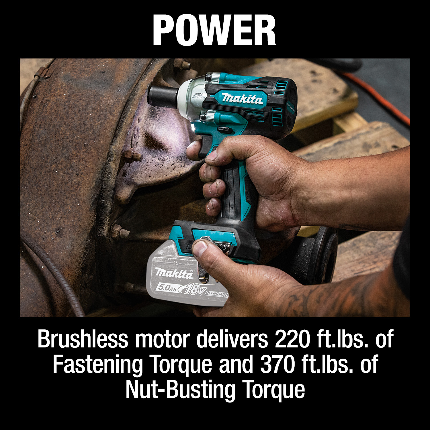 Makita XWT16Z - 18V LXT® Lithium‑Ion Brushless Cordless 4‑Speed 3/8" Drive Impact Wrench
