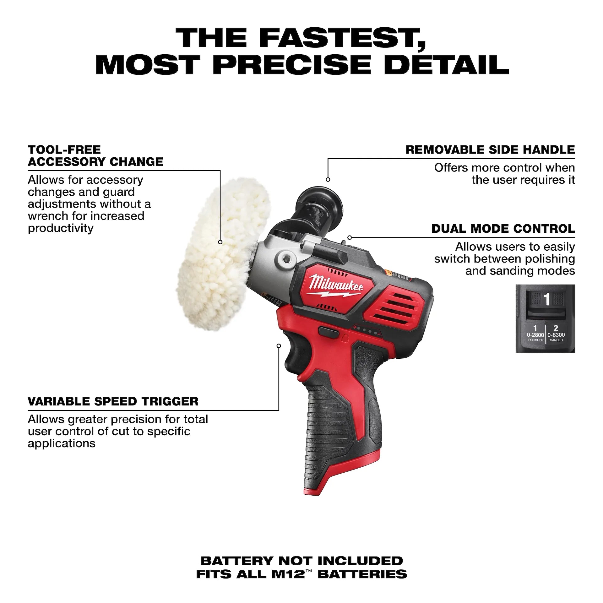 Milwaukee 2438-20 - M12™ Variable Speed Polisher/Sander