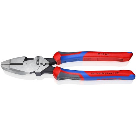 KNIPEX 09 12 240 - 9 1/2" High Leverage Lineman's Pliers New England with Fish Tape Puller & Crimper