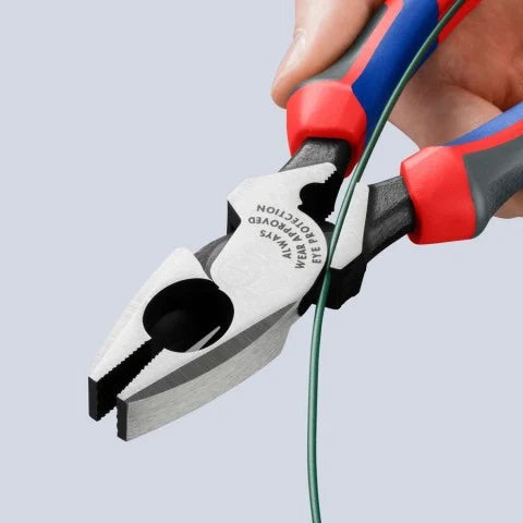 Knipex 0912240SBA - 9 1/2" High Leverage Lineman's Pliers New England with Fish Tape Puller & Crimper