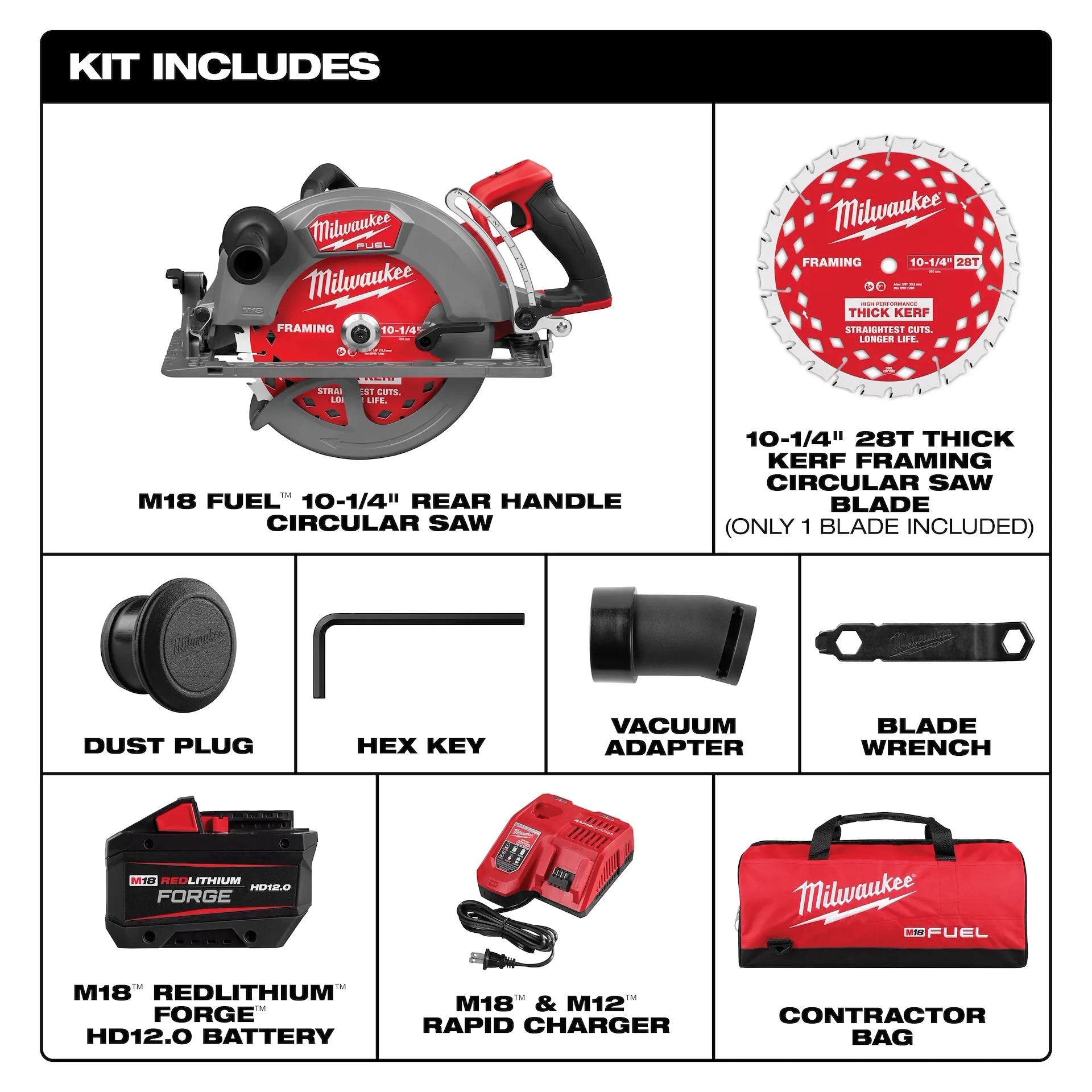 Milwaukee 3026-21HD - M18 FUEL™ 10-1/4" Rear Handle Circular Saw Kit
