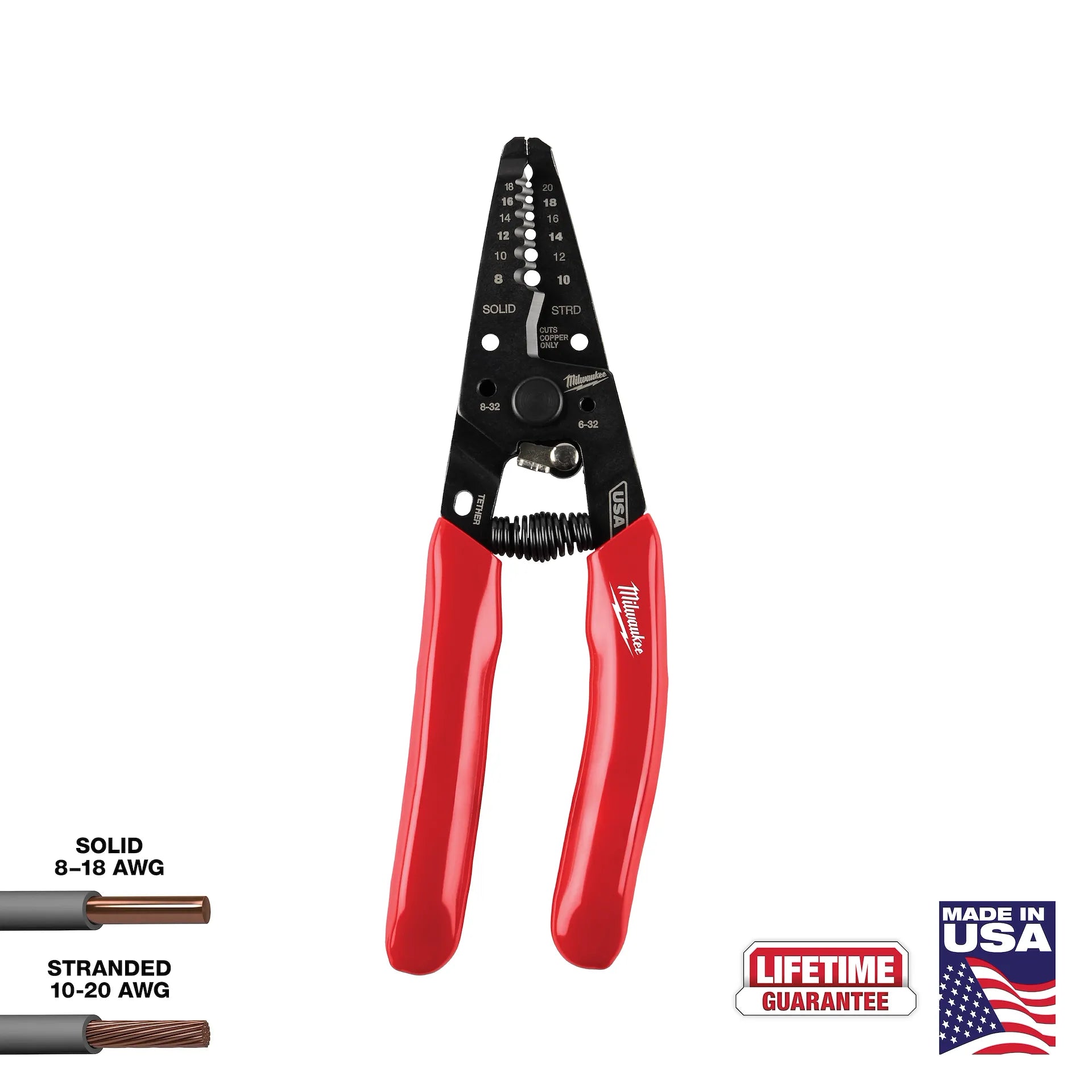 Milwaukee MT702 - 8-20 AWG Dipped Grip Wire Stripper & Cutter (USA)