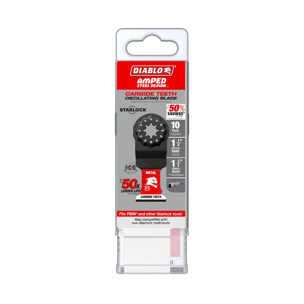Diablo DOS125CF10 - 1-1/4" AMPED™ Steel Demon™ Starlock Carbide Teeth Oscillating Blades for Metal (10-pk)