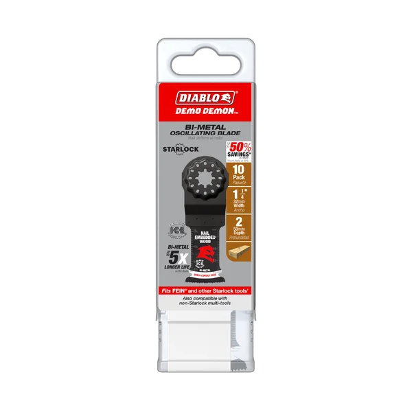 Diablo DOS125BW10 - 1-1/4" Demo Demon™ Starlock Bi-Metal Oscillating Blades for Nail-Embedded Wood (10-pk)