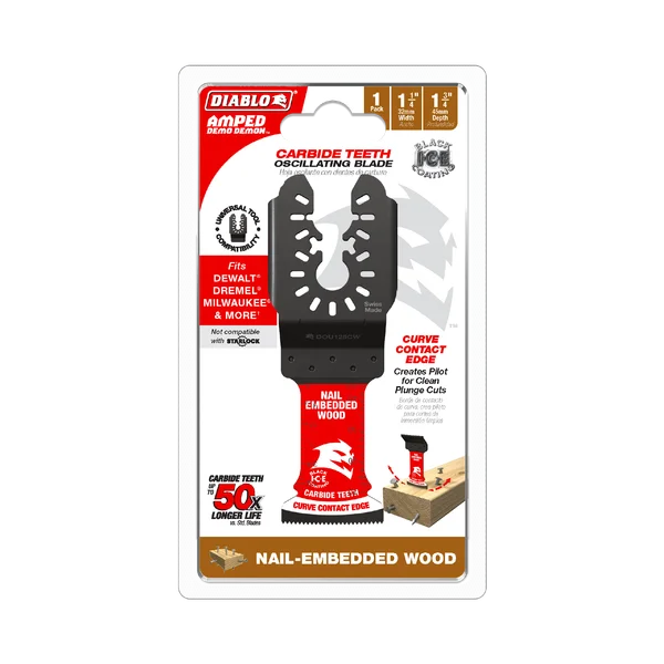 Diablo DOU125CW - 1-1/4" AMPED™ Demo Demon™ Carbide Teeth Oscillating Blade for Nail-Embedded Wood