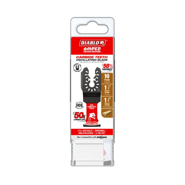 Diablo DOU125CW10 - 1-1/4" AMPED™ Demo Demon™ Carbide Teeth Oscillating Blades for Nail-Embedded Wood (10-pk)