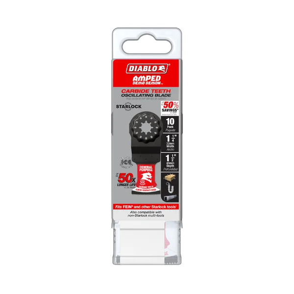 Diablo DOS125CGP10 - 1-1/4"(w) x 1-1/2"(d) AMPED™ Demo Demon™ Starlock Carbide Teeth Oscillating Blade for General Purpose Cuts (10-pk)