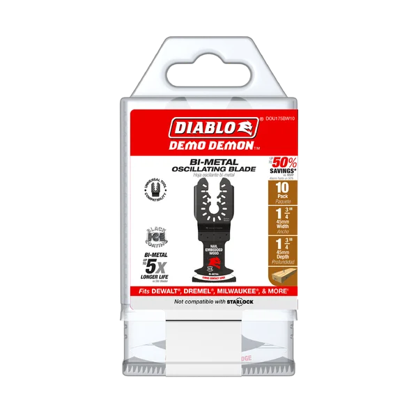 Diablo DOU175BW10 - 1-3/4" Demo Demon™ Bi-Metal Oscillating Blades for Nail-Embedded Wood (10-pk)