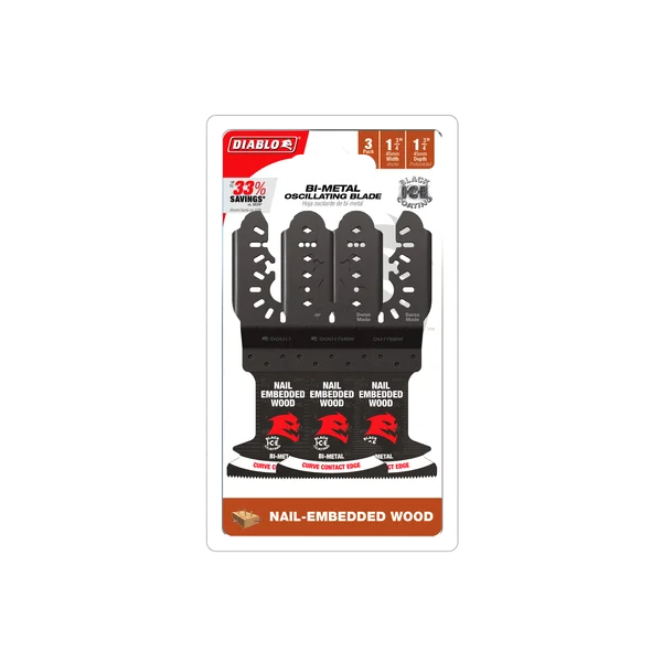 Diablo DOU175BW3 - 1-3/4" Demo Demon™ Bi-Metal Oscillating Blades for Nail-Embedded Wood (3-pk)