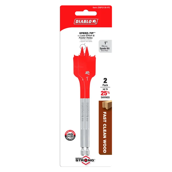 Diablo DSP2130-P2 - 1" x 6" Spade Bits for Wood (2-pk)