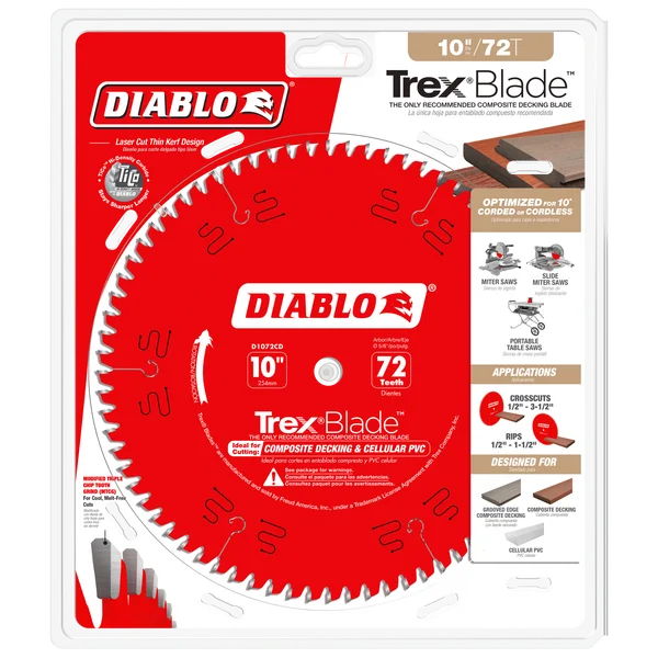 Diablo D1072CD - 10" x 72-Teeth TrexBlade™ Saw Blade for Composites and Plastic