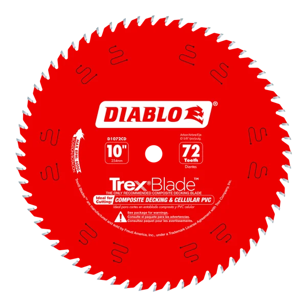 Diablo D1072CD - 10" x 72-Teeth TrexBlade™ Saw Blade for Composites and Plastic