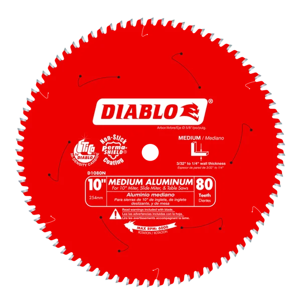 Diablo D1080N - 10" x 80-Teeth Saw Blade for Medium Aluminum