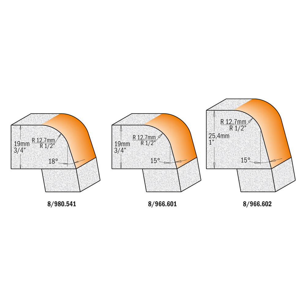 CMT 866.601.11 - 1/2" Shank Solid Surface Rounding Over Bowl Bit