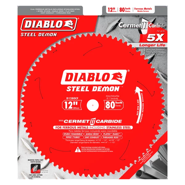 Diablo D1280CF - 12" x 80-Teeth Steel Demon™ Cermet II Saw Blade for Thin Metal
