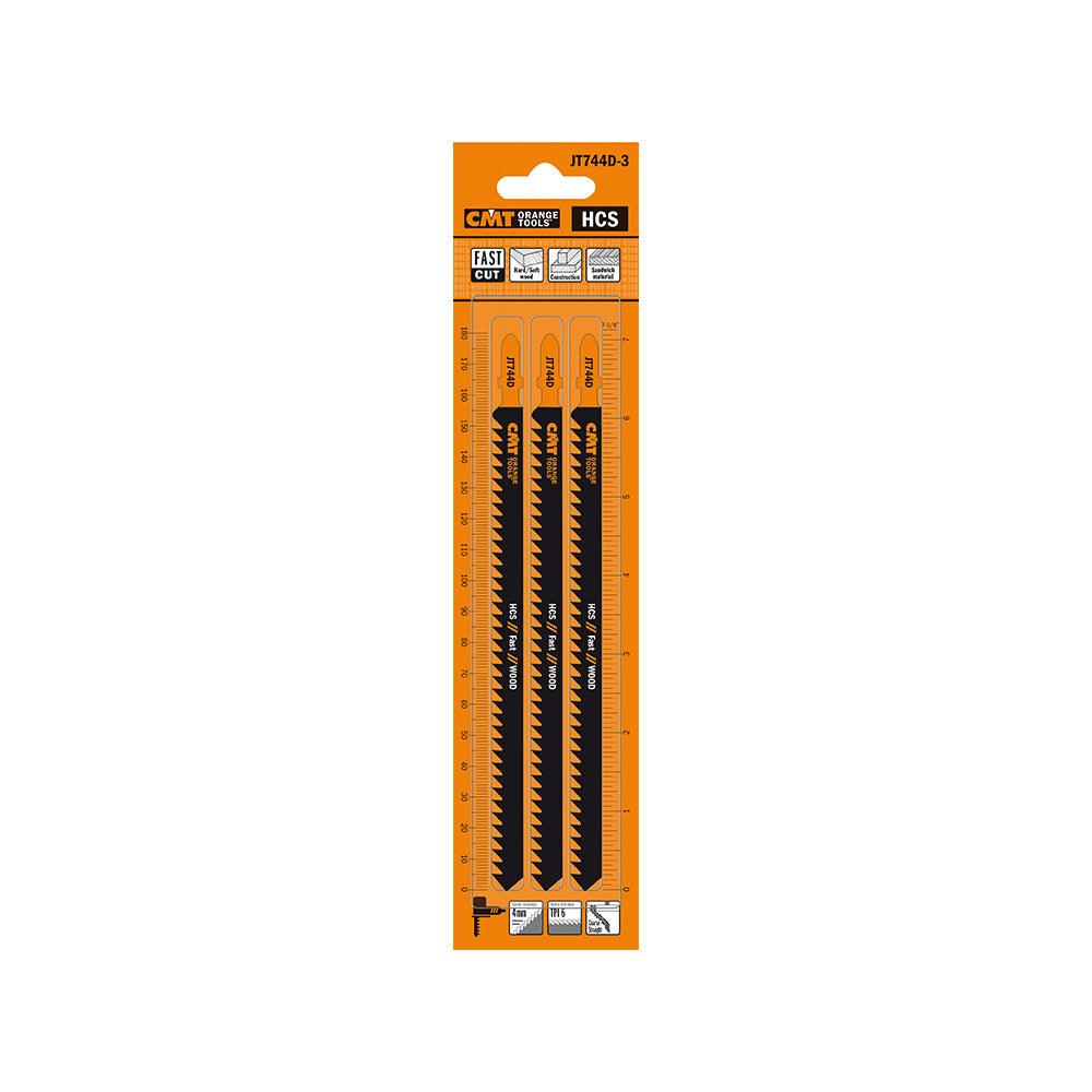 CMT JT744D-3 - HCS 6-7/64" 6TPI T-Shank Fast Wood Jigsaw Blade 3Pk