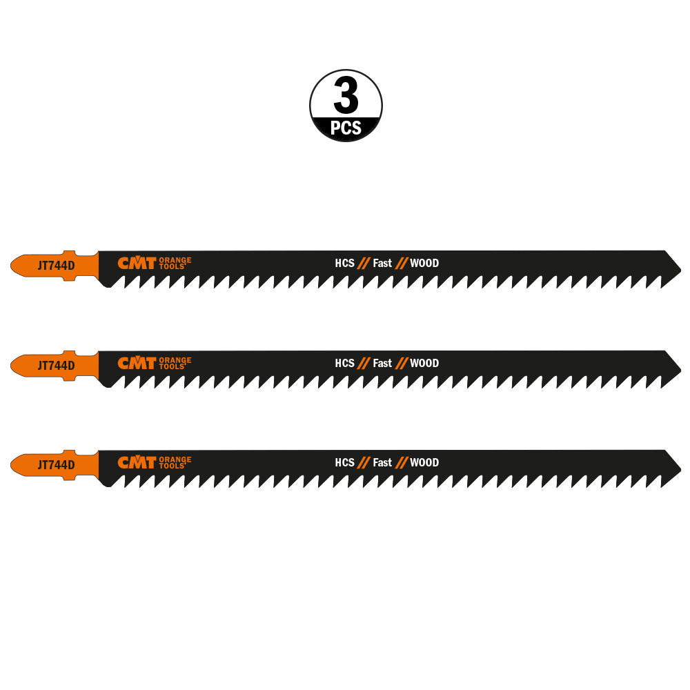 CMT JT744D-3 - HCS 6-7/64" 6TPI T-Shank Fast Wood Jigsaw Blade 3Pk