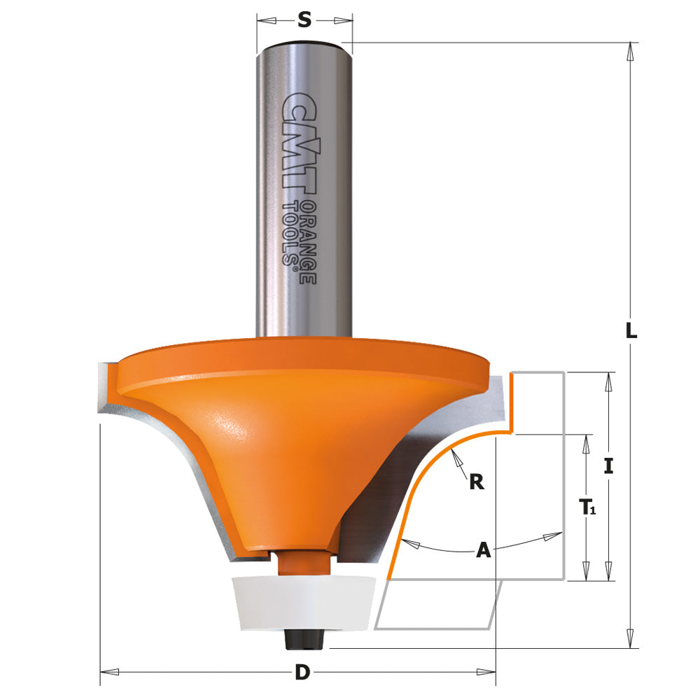 CMT 866.601.11 - 1/2" Shank Solid Surface Rounding Over Bowl Bit