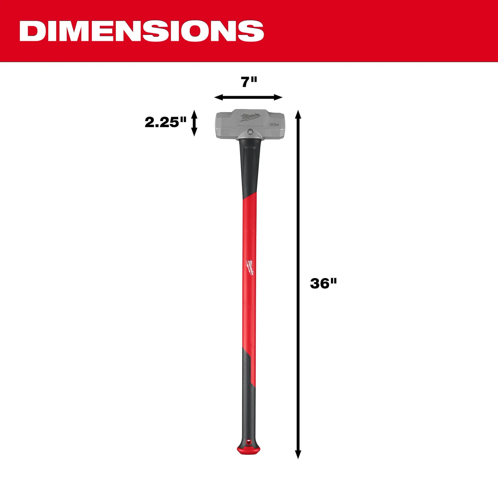 Milwaukee 48-22-9332 - 10lb Sledge Hammer (36" Handle)