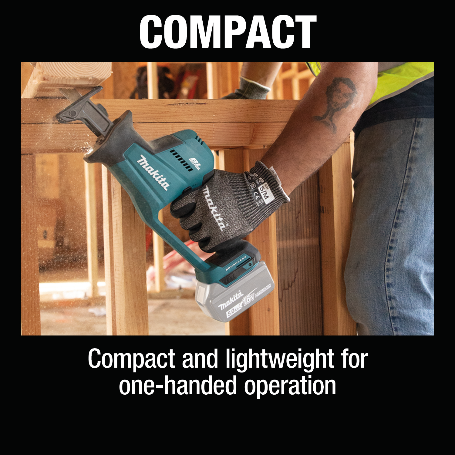 Makita XRJ08Z - 18V LXT® Lithium‑Ion Brushless Cordless Compact One‑Handed Recip Saw