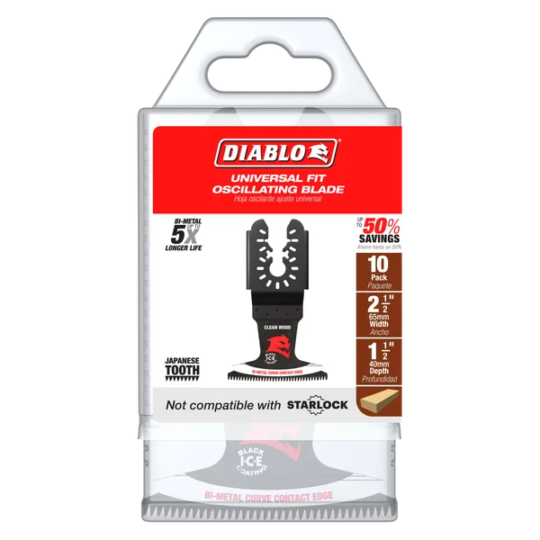 Diablo DOU250JBW10 - 2-1/2" Demo Demon™ Universal Fit Bi-Metal Oscillating Blades for Clean Wood (10-pk)
