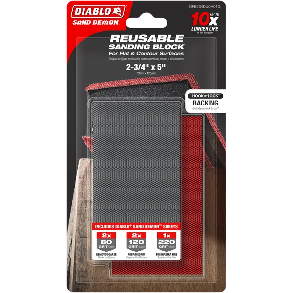 Diablo DFB234DUOH01G - 2-3/4" x 5" Reusable Hand Sanding Block
